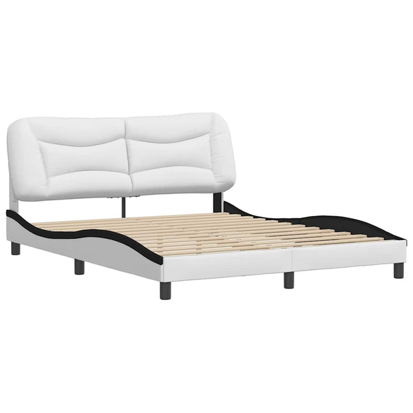 vidaXL Cadre de lit sans matelas "Hvar" Blanc et noir 160x200 cm Similicuir