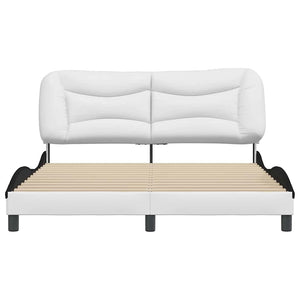 vidaXL Cadre de lit sans matelas "Hvar" Blanc et noir 160x200 cm Similicuir