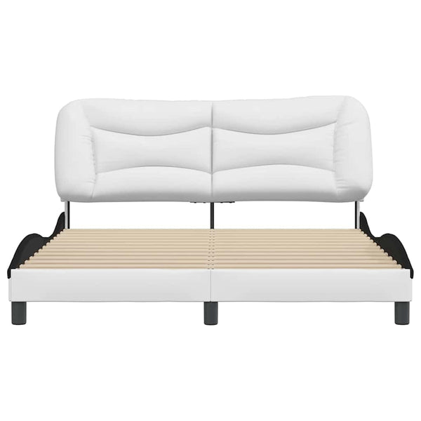 vidaXL Cadre de lit sans matelas "Hvar" Blanc et noir 160x200 cm Similicuir