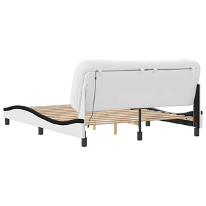 vidaXL Cadre de lit sans matelas "Hvar" Blanc et noir 160x200 cm Similicuir