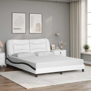 vidaXL Cadre de lit sans matelas "Hvar" Blanc et noir 160x200 cm Similicuir