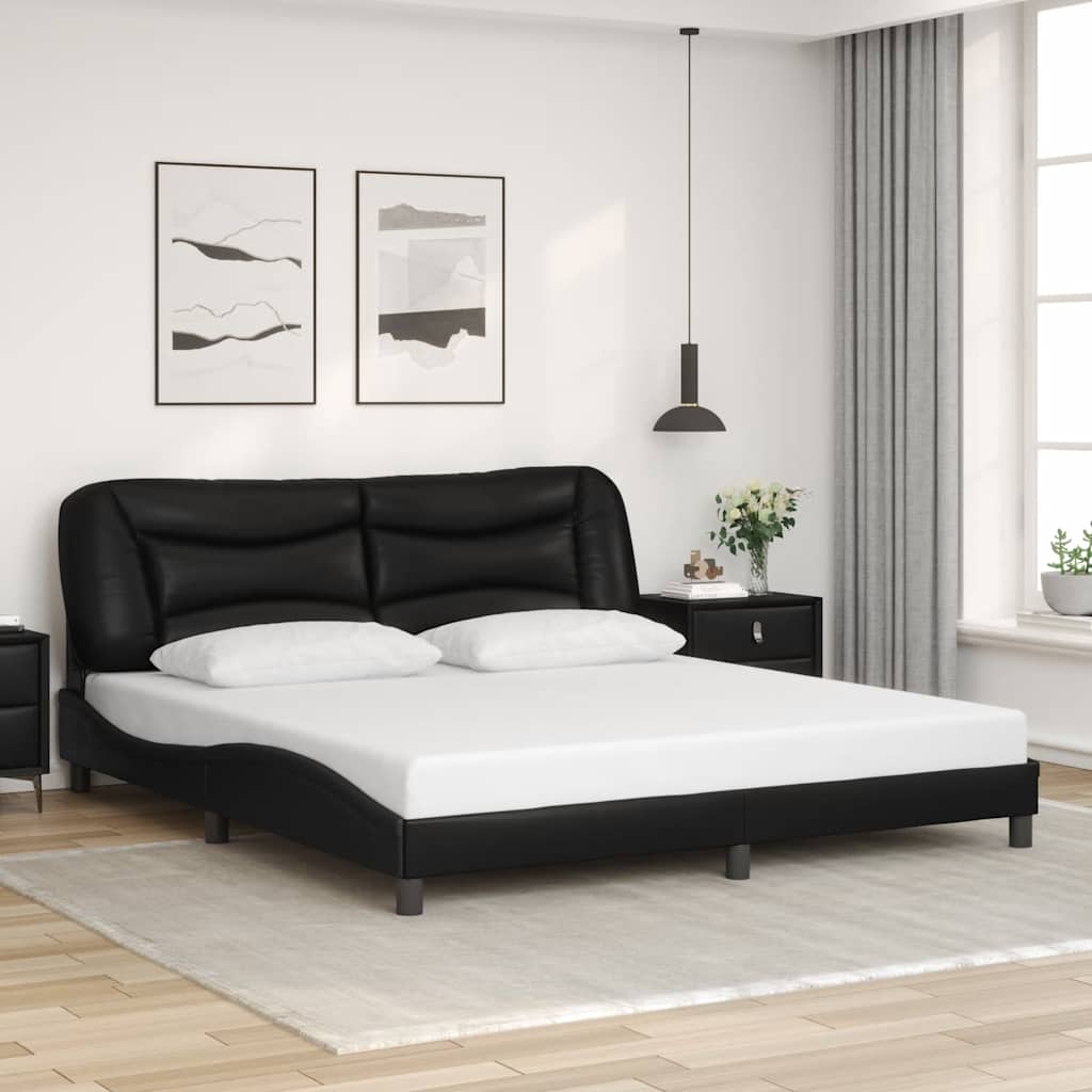 vidaXL Cadre de lit sans matelas "Hvar" Noir 180x200 cm Similicuir