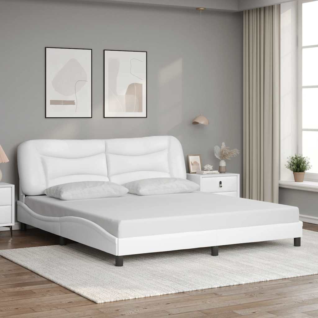 vidaXL Cadre de lit sans matelas « Hvar » Blanc 180x200 cm Similicuir