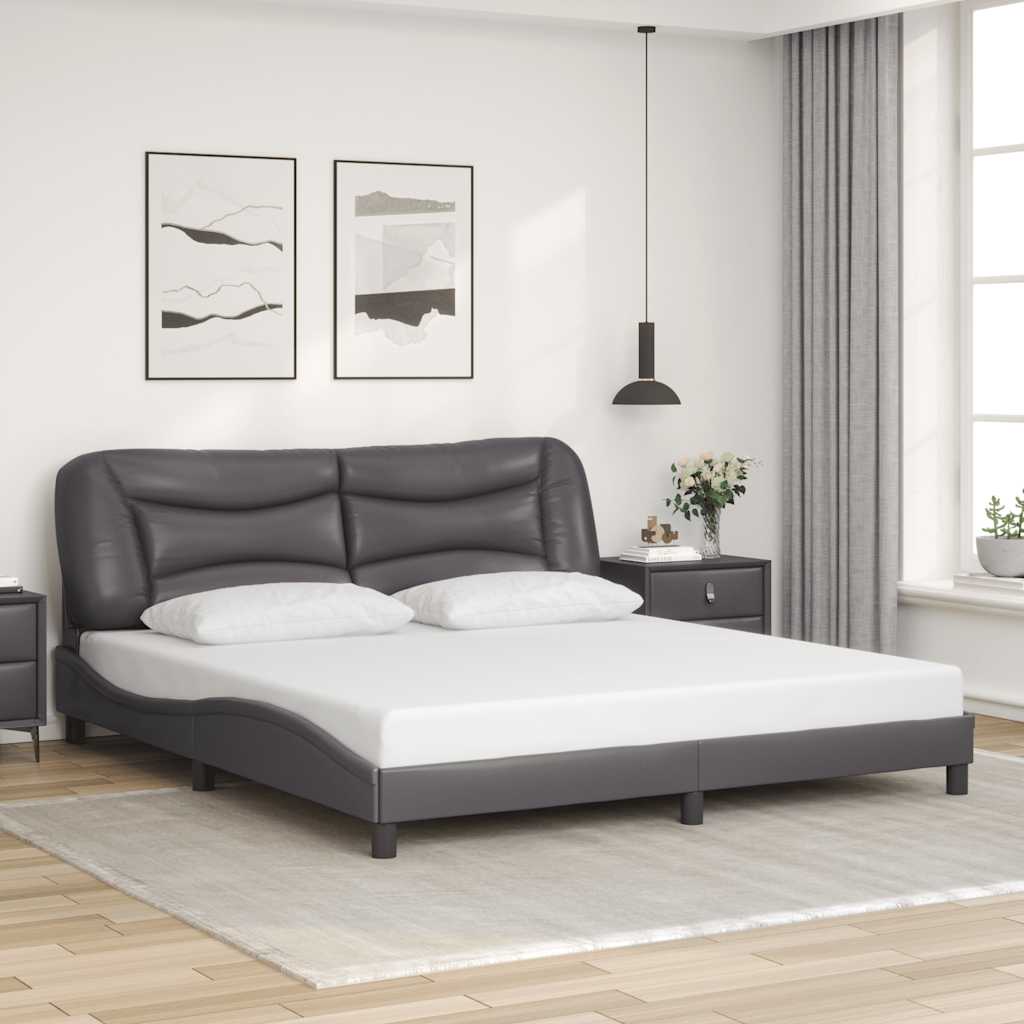 vidaXL Cadre de lit sans matelas "Hvar" Gris 180x200 cm Similicuir