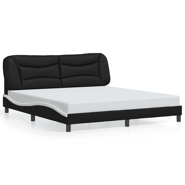 vidaXL Cadre de lit sans matelas "Hvar" Noir et blanc 180x200 cm Similicuir