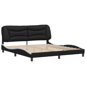 vidaXL Cadre de lit sans matelas "Hvar" Noir et blanc 180x200 cm Similicuir