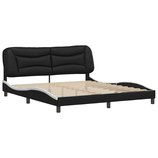 vidaXL Cadre de lit sans matelas "Hvar" Noir et blanc 180x200 cm Similicuir