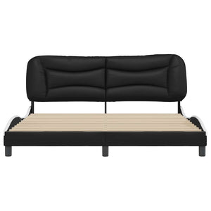 vidaXL Cadre de lit sans matelas "Hvar" Noir et blanc 180x200 cm Similicuir