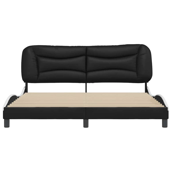 vidaXL Cadre de lit sans matelas "Hvar" Noir et blanc 180x200 cm Similicuir