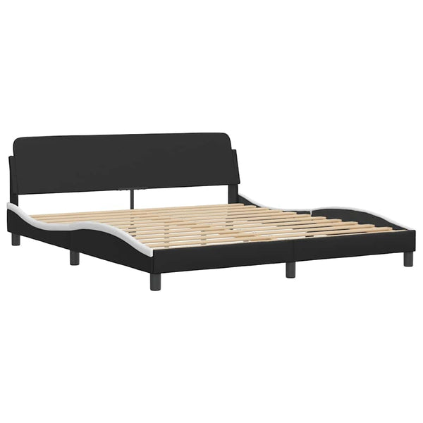 vidaXL Cadre de lit sans matelas "Hvar" Noir et blanc 180x200 cm Similicuir