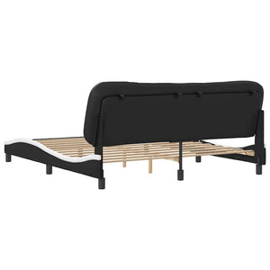 vidaXL Cadre de lit sans matelas "Hvar" Noir et blanc 180x200 cm Similicuir