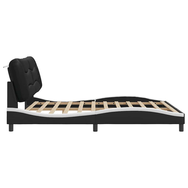 vidaXL Cadre de lit sans matelas "Hvar" Noir et blanc 180x200 cm Similicuir