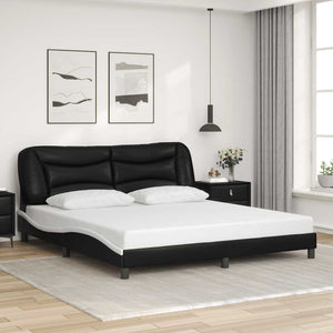 vidaXL Cadre de lit sans matelas "Hvar" Noir et blanc 180x200 cm Similicuir