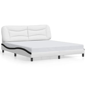 vidaXL Cadre de lit sans matelas « Hvar » Blanc et noir 180x200 cm Cuir synthétique