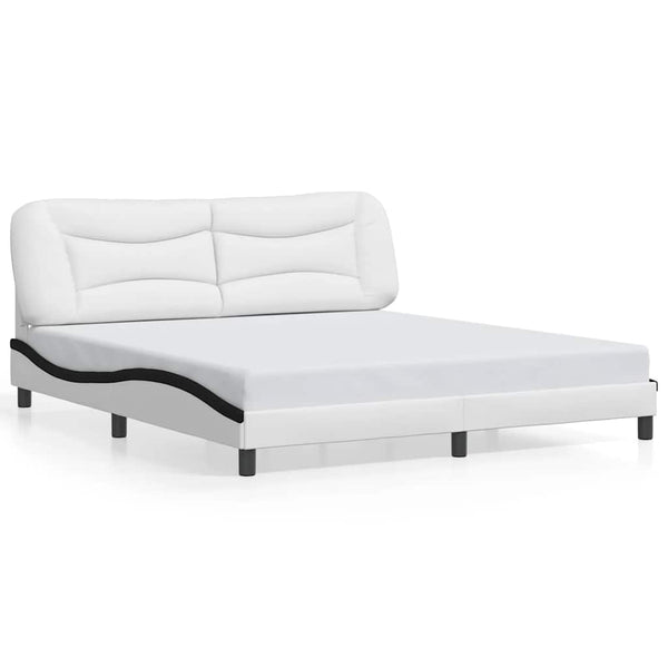 vidaXL Cadre de lit sans matelas « Hvar » Blanc et noir 180x200 cm Cuir synthétique