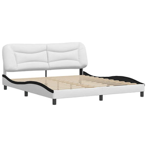 vidaXL Cadre de lit sans matelas « Hvar » Blanc et noir 180x200 cm Cuir synthétique