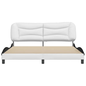 vidaXL Cadre de lit sans matelas « Hvar » Blanc et noir 180x200 cm Cuir synthétique