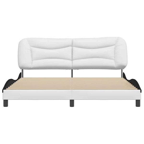 vidaXL Cadre de lit sans matelas « Hvar » Blanc et noir 180x200 cm Cuir synthétique