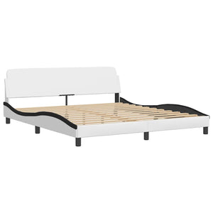 vidaXL Cadre de lit sans matelas « Hvar » Blanc et noir 180x200 cm Cuir synthétique