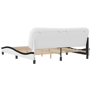 vidaXL Cadre de lit sans matelas « Hvar » Blanc et noir 180x200 cm Cuir synthétique