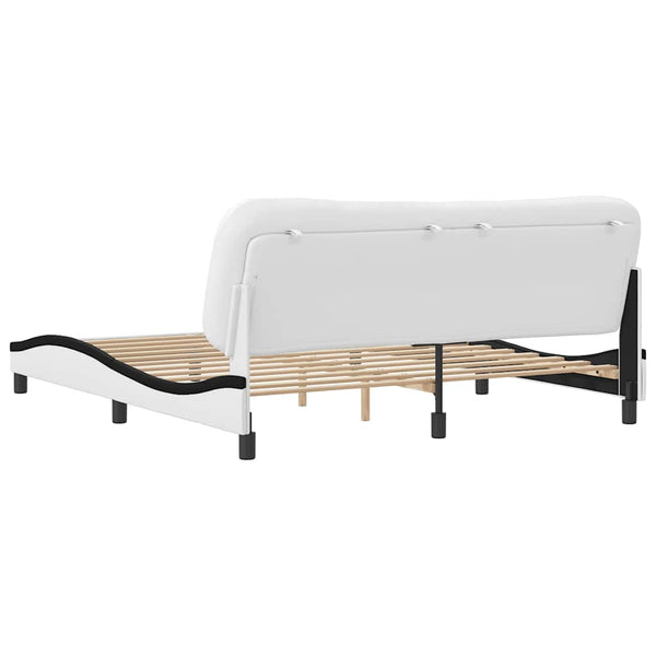 vidaXL Cadre de lit sans matelas « Hvar » Blanc et noir 180x200 cm Cuir synthétique