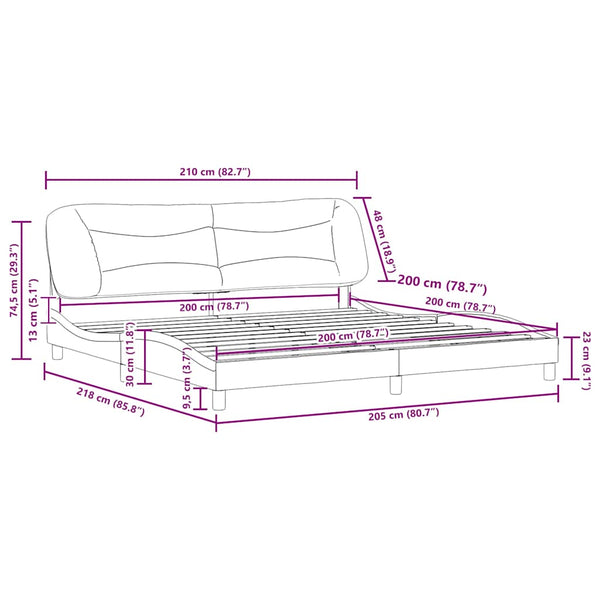 vidaXL Cadre de lit sans matelas "Hvar" Noir 200x200 cm Similicuir