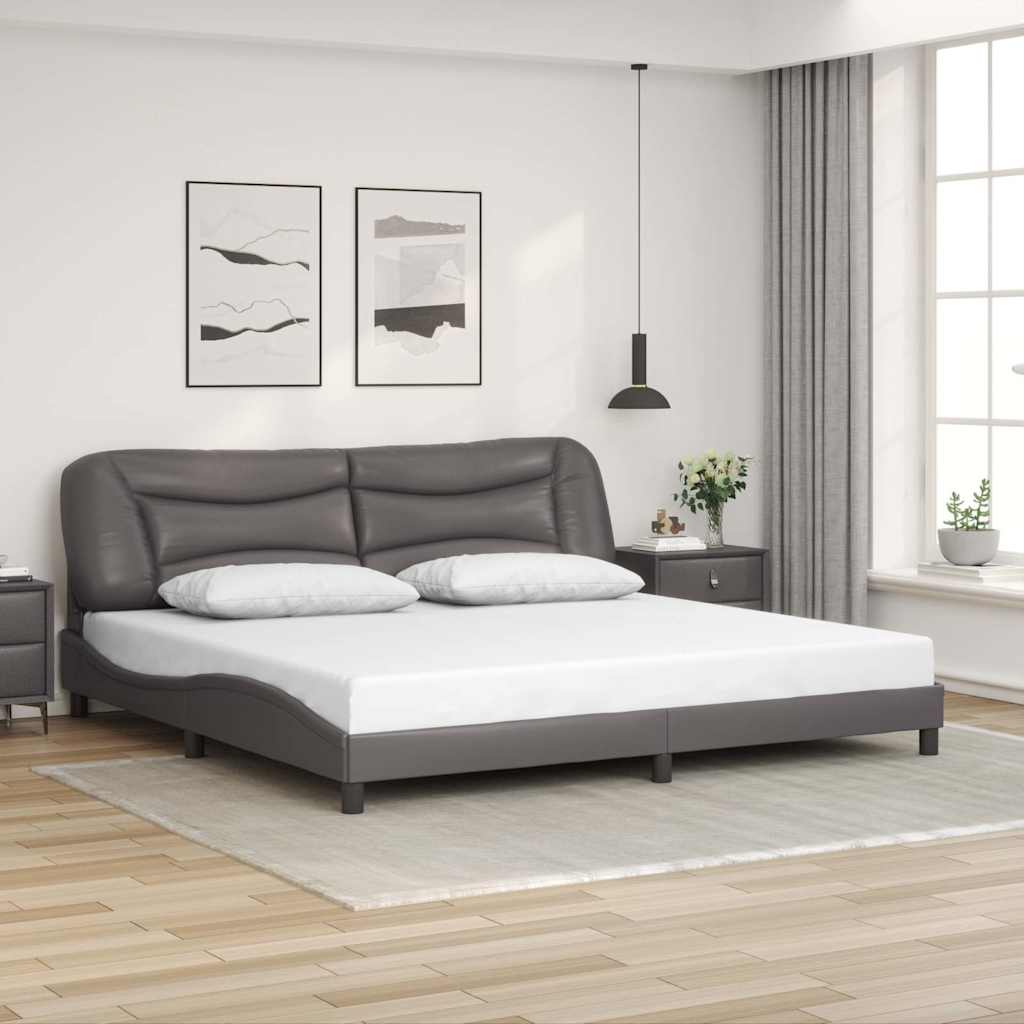 vidaXL Cadre de lit sans matelas "Hvar" Gris 200x200 cm Similicuir