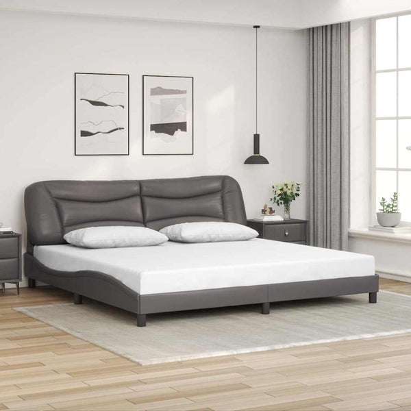 vidaXL Cadre de lit sans matelas "Hvar" Gris 200x200 cm Similicuir