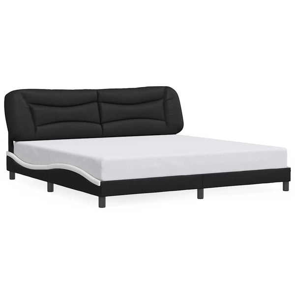 vidaXL Cadre de lit sans matelas « Hvar » Noir et blanc 200x200 cm Similicuir