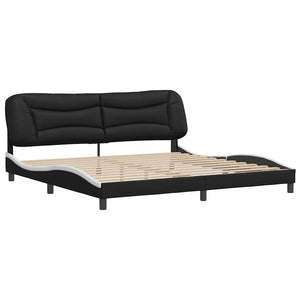 vidaXL Cadre de lit sans matelas « Hvar » Noir et blanc 200x200 cm Similicuir