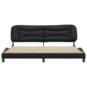 vidaXL Cadre de lit sans matelas « Hvar » Noir et blanc 200x200 cm Similicuir