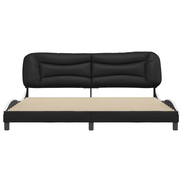 vidaXL Cadre de lit sans matelas « Hvar » Noir et blanc 200x200 cm Similicuir