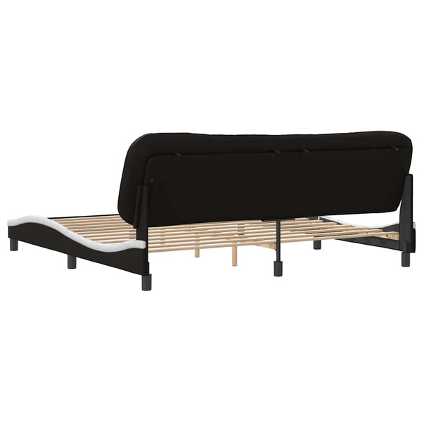 vidaXL Cadre de lit sans matelas « Hvar » Noir et blanc 200x200 cm Similicuir