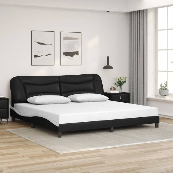 vidaXL Cadre de lit sans matelas « Hvar » Noir et blanc 200x200 cm Similicuir