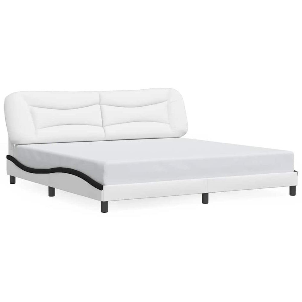 vidaXL Cadre de lit sans matelas « Hvar » blanc et noir 200x200 cm en similicuir