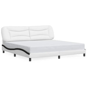 vidaXL Cadre de lit sans matelas « Hvar » blanc et noir 200x200 cm en similicuir