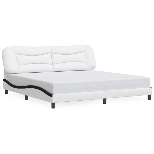 vidaXL Cadre de lit sans matelas « Hvar » blanc et noir 200x200 cm en similicuir