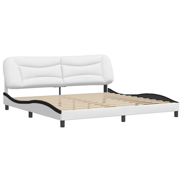 vidaXL Cadre de lit sans matelas « Hvar » blanc et noir 200x200 cm en similicuir