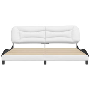 vidaXL Cadre de lit sans matelas « Hvar » blanc et noir 200x200 cm en similicuir