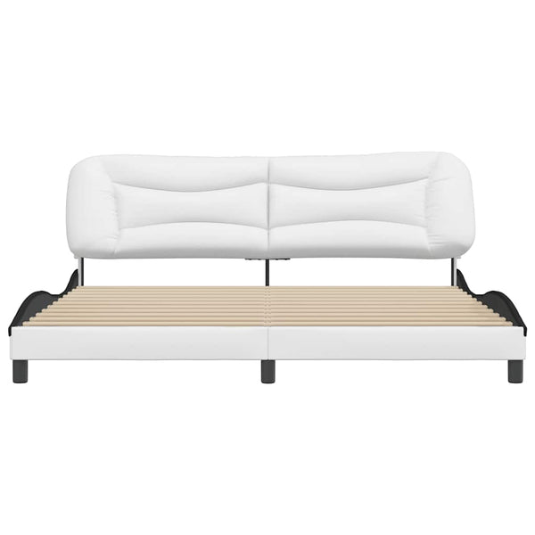 vidaXL Cadre de lit sans matelas « Hvar » blanc et noir 200x200 cm en similicuir
