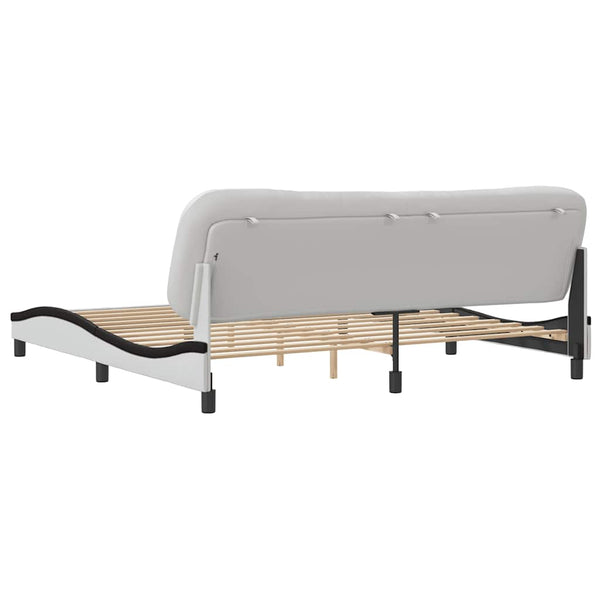 vidaXL Cadre de lit sans matelas « Hvar » blanc et noir 200x200 cm en similicuir