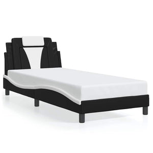 vidaXL Cadre de lit « Viana » sans matelas Noir et blanc 80x200 cm Similicuir