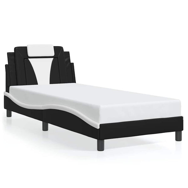vidaXL Cadre de lit « Viana » sans matelas Noir et blanc 80x200 cm Similicuir