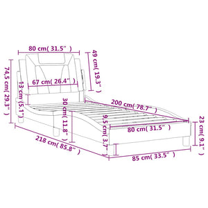 vidaXL Cadre de lit « Viana » sans matelas Noir et blanc 80x200 cm Similicuir