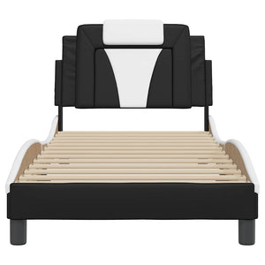 vidaXL Cadre de lit « Viana » sans matelas Noir et blanc 80x200 cm Similicuir