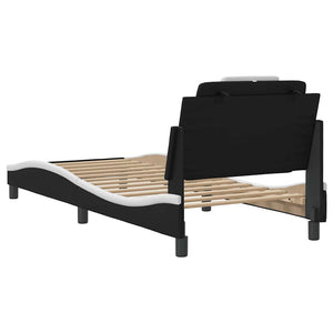 vidaXL Cadre de lit « Viana » sans matelas Noir et blanc 80x200 cm Similicuir