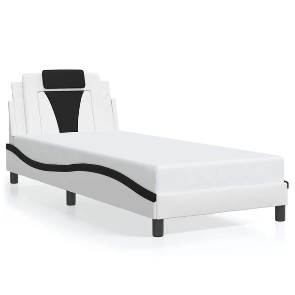 vidaXL Cadre de lit « Viana » sans matelas Blanc et noir 80x200 cm Similicuir