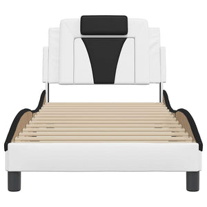 vidaXL Cadre de lit « Viana » sans matelas Blanc et noir 80x200 cm Similicuir