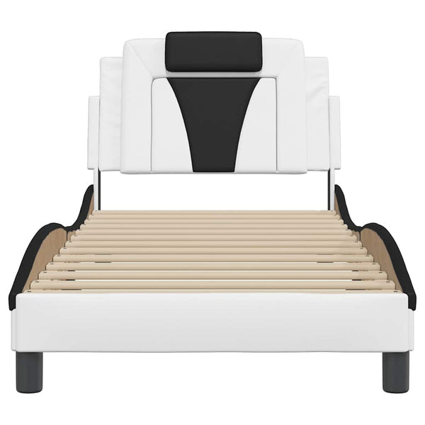 vidaXL Cadre de lit « Viana » sans matelas Blanc et noir 80x200 cm Similicuir