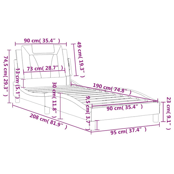 vidaXL Cadre de lit « Viana » sans matelas Noir 90x190 cm Similicuir